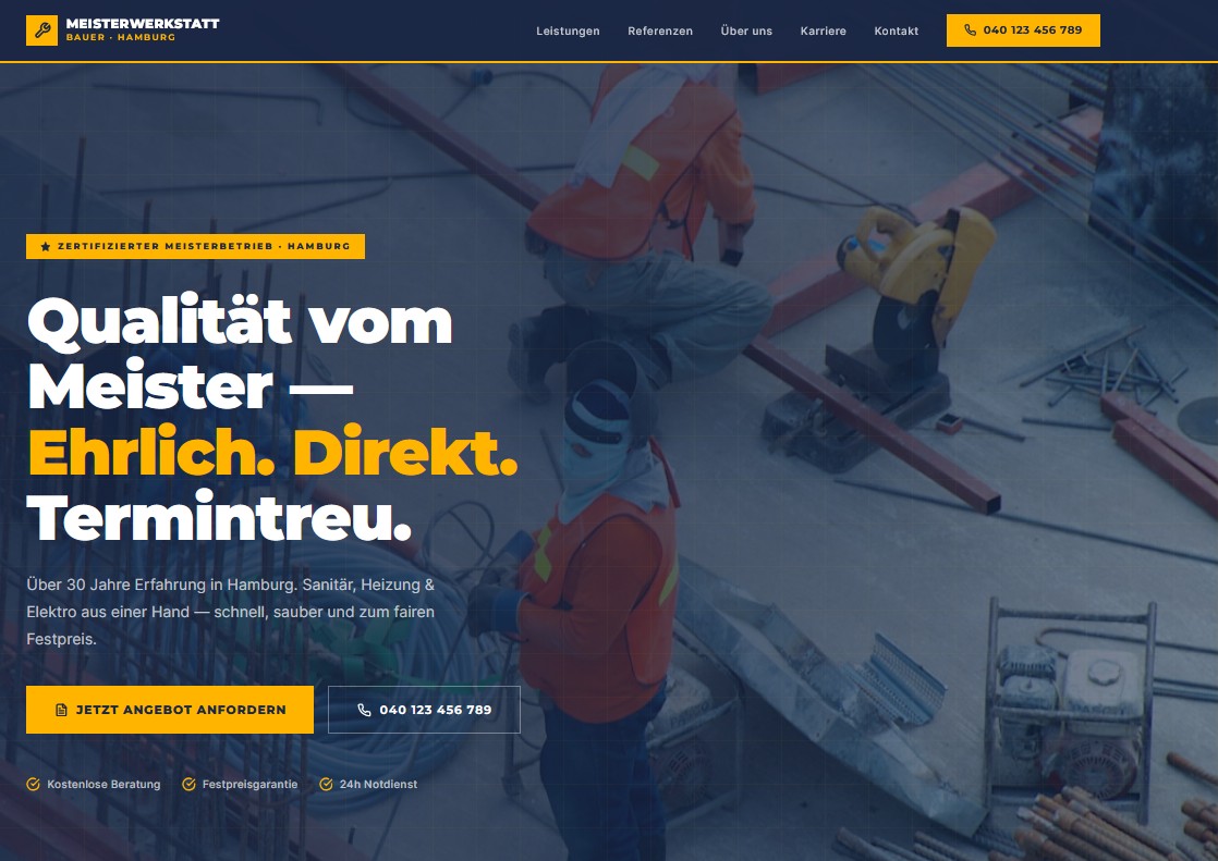Meisterwerkstatt Bauer Website Vorschau