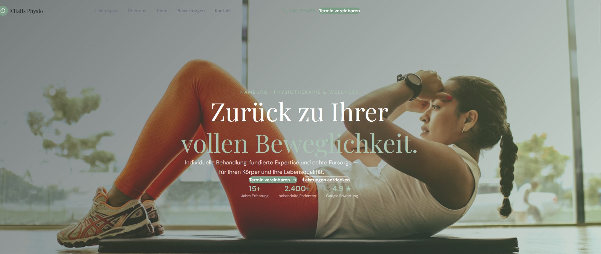 Vitalis Physio Website Vorschau
